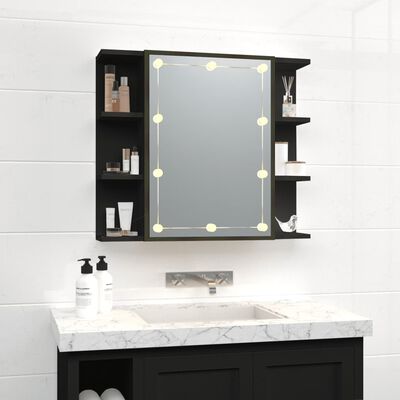 vidaXL Armoire à miroir avec LED noir 70x16,5x60 cm
