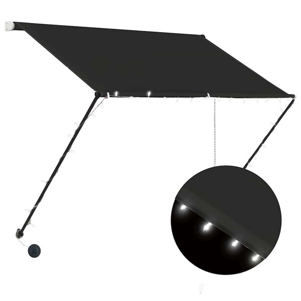 vidaXL Auvent r&eacute;tractable avec LED 150x150 cm Anthracite