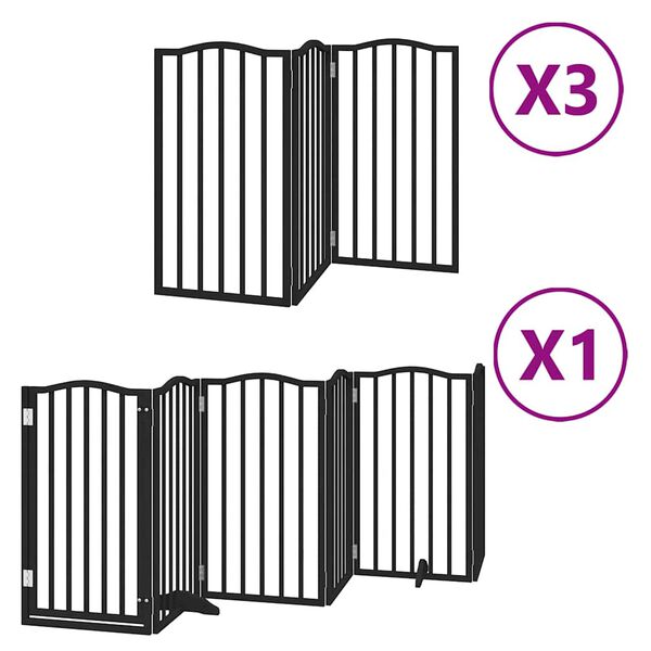 vidaXL Barri&egrave;re pour chien porte pliable 15panneaux noir bois peuplier