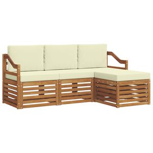 vidaXL Ensemble de canap&eacute;s d'ext&eacute;rieur 4 pc Naturel et Cr&egrave;me
