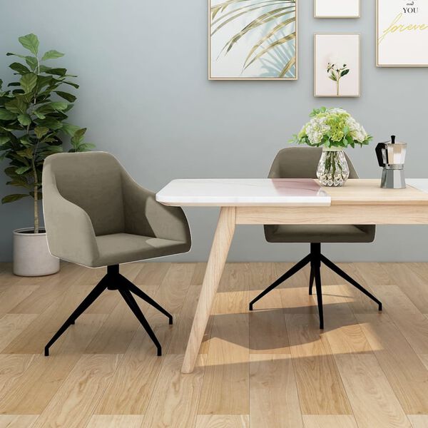 vidaXL Chaises &agrave; manger lot de 2 Gris clair Velours
