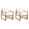 vidaXL Chaises de jardin lot de 2 avec coussins et oreillers Bambou