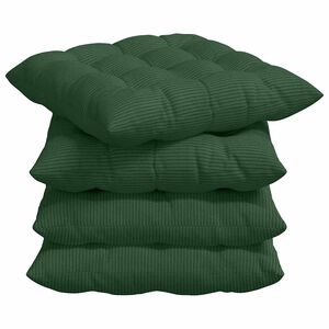 vidaXL Coussins de si&egrave;ge 4 pc Tissu en velours c&ocirc;tel&eacute; Vert fonc&eacute;