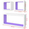 3 &Eacute;tag&egrave;res cubes murales et en MDF Blanc-Violet pour DVD/Livres
