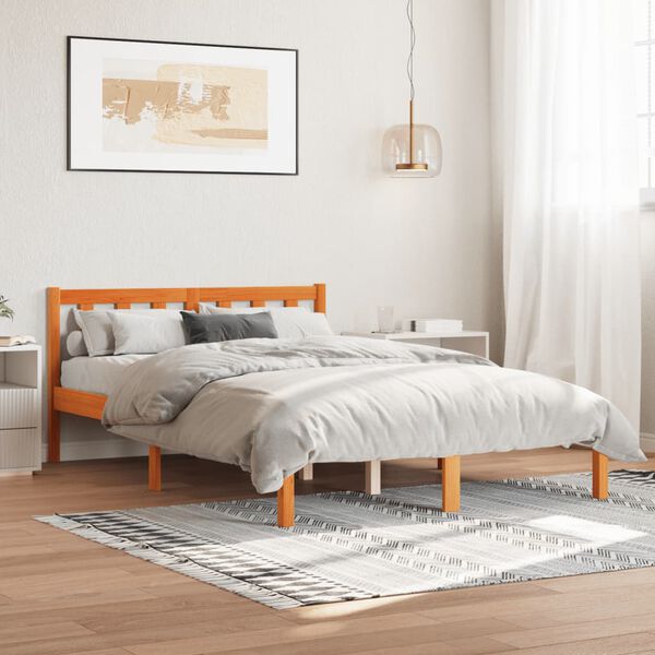 vidaXL Cadre de lit sans matelas cire marron 140x200cm bois pin massif
