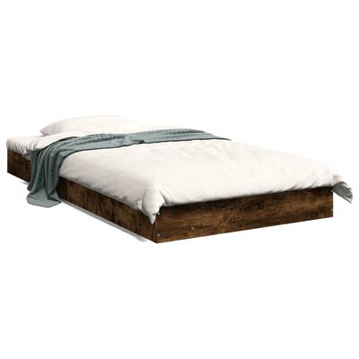 vidaXL Cadre de lit sans matelas chêne fumé 100x200 cm bois ingénierie