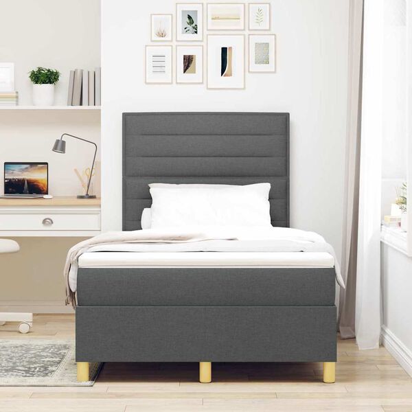 vidaXL Lit &agrave; ressorts avec matelas Gris fonc&eacute; 120 x 200 cm tissu