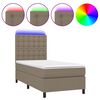 vidaXL Sommier &agrave; lattes de lit et matelas et LED Taupe 90x200 cm Tissu