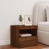 vidaXL Table de chevet avec lumi&egrave;res LED ch&ecirc;ne marron 50x40x45 cm