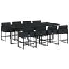 vidaXL Ensemble &agrave; manger de jardin 9pcs coussins noir r&eacute;sine tress&eacute;e