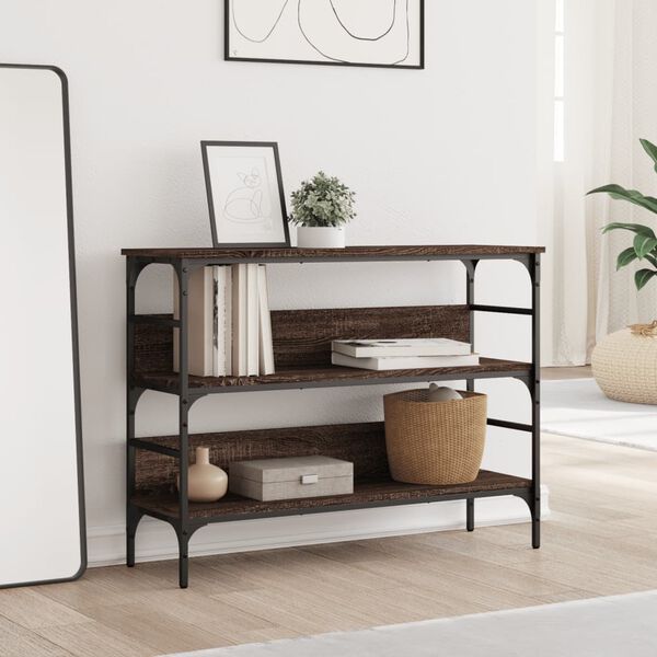 vidaXL Table console ch&ecirc;ne marron 100x32x75 cm bois d'ing&eacute;nierie