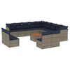 vidaXL Salon de jardin avec coussins 14 pcs gris r&eacute;sine tress&eacute;e