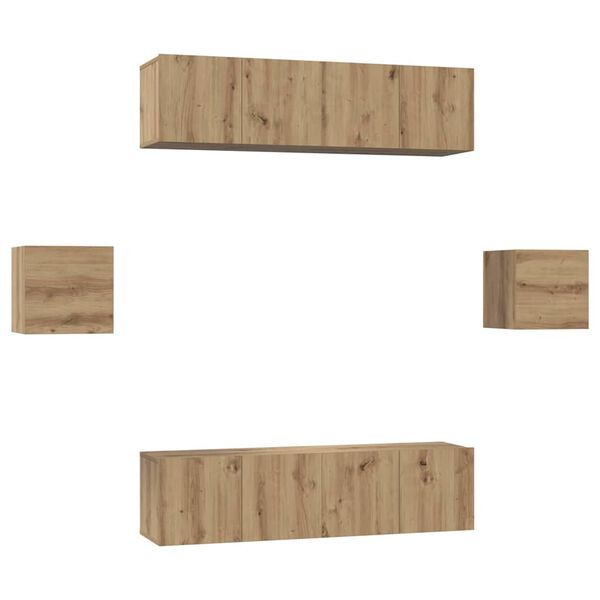 vidaXL Ensemble meuble TV 6 pcs Ch&ecirc;ne artisanal Bois d'ing&eacute;nierie