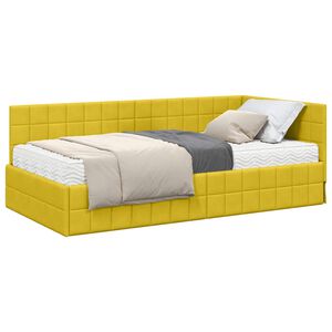 vidaXL Cadre de lit d'angle avec matelas 2 pcs Jaune Velours
