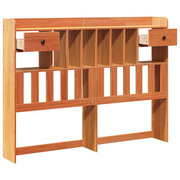 vidaXL T&ecirc;te de lit avec rangement cire marron 150cm bois massif de pin