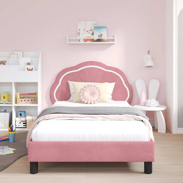 vidaXL Cadre de lit pour enfants avec t&ecirc;te de lit Rose 90 x 190 cm