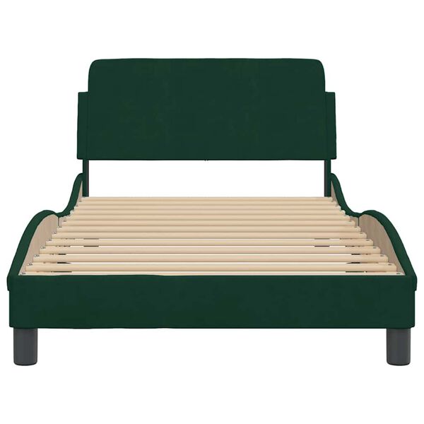 vidaXL Cadre de lit Dover vert fonc&eacute; 100x200 cm velours