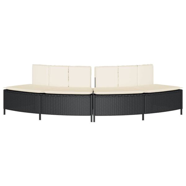vidaXL Bancs de spa avec coussins 2 pcs noir r&eacute;sine tress&eacute;e