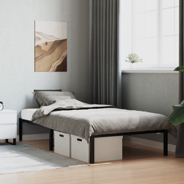 vidaXL Cadre de lit m&eacute;tal sans matelas noir 100x200 cm