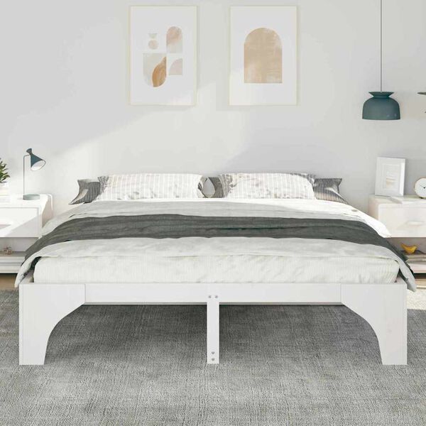 vidaXL Cadre de lit Blanc 200 x 200 cm Pin massif