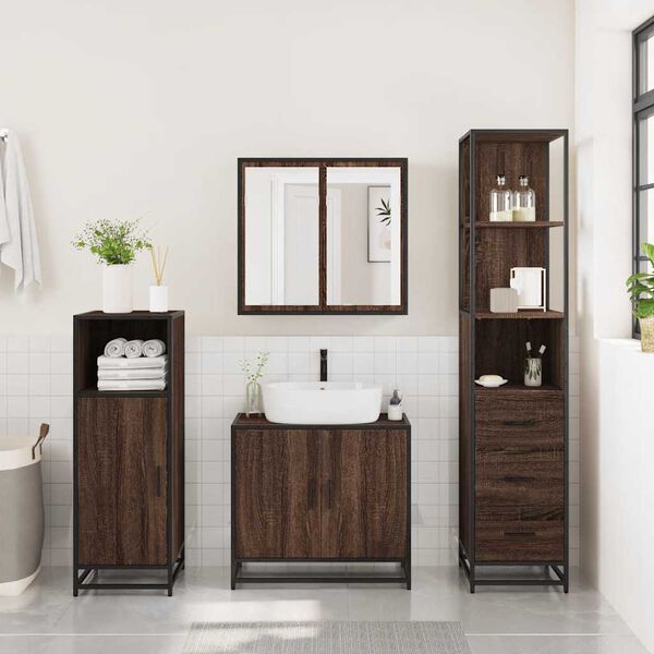 vidaXL Ensemble de meubles de salle de bain 3 pcs Ch&ecirc;ne marron