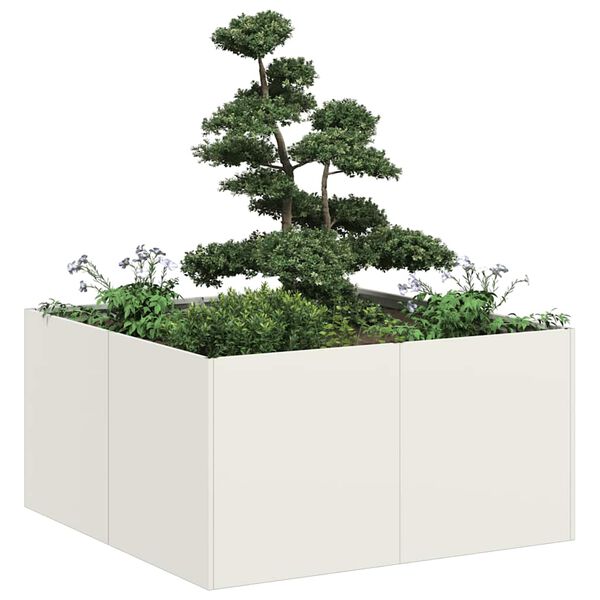 vidaXL Jardini&egrave;re blanc 80x80x40 cm acier lamin&eacute; &agrave; froid