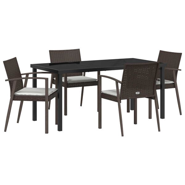 vidaXL Ensemble de salle &agrave; manger pour jardin 5 pcs Marron et Noir