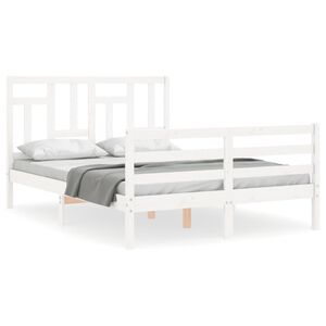 vidaXL Cadre de lit sans matelas blanc bois massif
