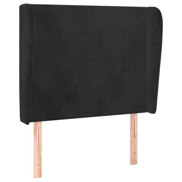 vidaXL T&ecirc;te de lit avec oreilles Noir 93x23x118/128 cm Velours