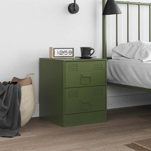 vidaXL Table de chevet vert 34,5x39x44 cm acier