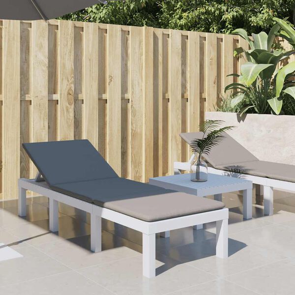vidaXL Chaise longue avec coussins blanc PP