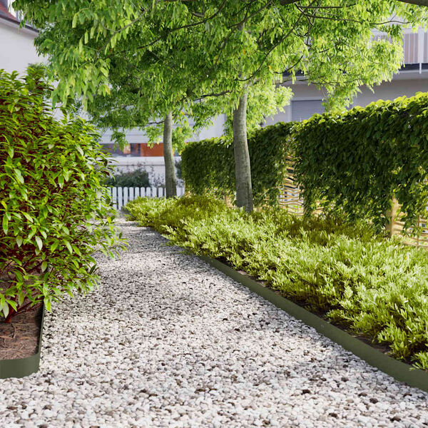 vidaXL Bordures pelouse 50pcs vert olive 10x103cm acier lamin&eacute; &agrave; froid