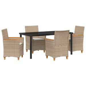 vidaXL Ensemble de salle &agrave; manger pour jardin 5 pcs Beige polyrotin