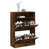 vidaXL Armoire &agrave; chaussures 2 tiroirs rabattables ch&ecirc;ne fum&eacute;