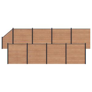 vidaXL Ensemble de Cl&ocirc;ture 9 pcs 1484 x 186 cm WPC et Aluminium Marron