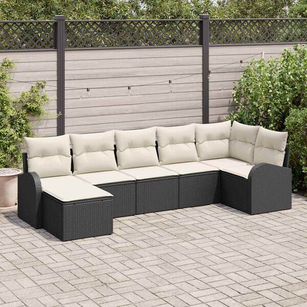 vidaXL Ensemble de canap&eacute; de jardin 7 pcs Noir Poly rotin