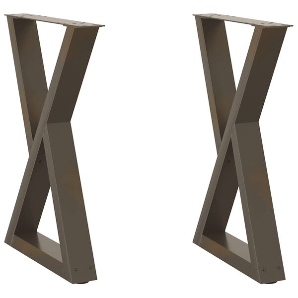 vidaXL Pieds de table &agrave; manger 2 pi&egrave;ces Acier naturel 60 x (72-73,3) cm Acier