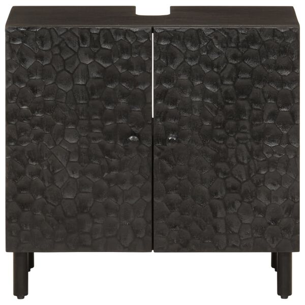 vidaXL Armoire lavabo de salle de bain noir bois massif de manguier