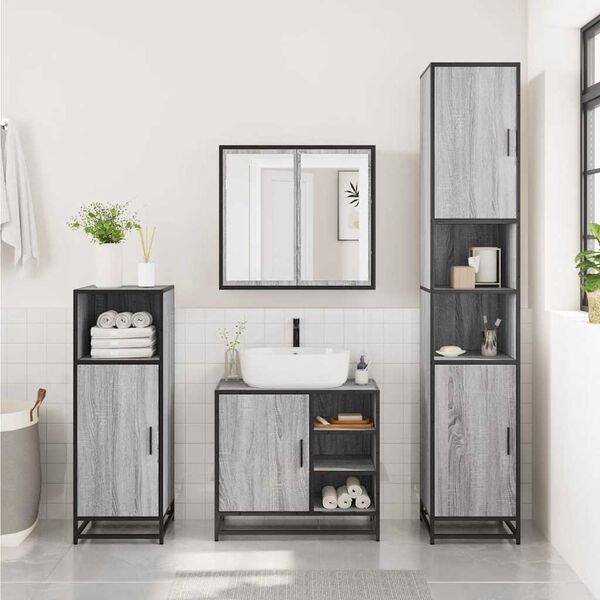 vidaXL Ensemble de meubles de salle de bain 3 pcs Sonoma gris