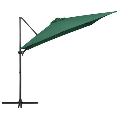 vidaXL Parasol de jardin en porte-à-faux lumières LED et mât en acier