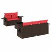 vidaXL Ensemble de canap&eacute; de jardin 6 pcs avec coussins marron r&eacute;sine tress&eacute;e