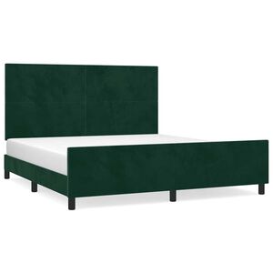 vidaXL Cadre de lit sans matelas vert fonc&eacute; velours