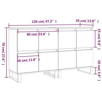 vidaXL Buffets 2 pcs blanc bois d'ingénierie