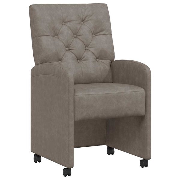 vidaXL Chaises de Salle &agrave; Manger avec Roues 2 pcs Gris 58 x 67 x 97 cm