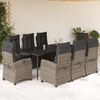 vidaXL Ensemble &agrave; manger de jardin 9 pcs coussins gris r&eacute;sine tress&eacute;e