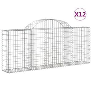 vidaXL Paniers &agrave; gabions arqu&eacute;s 12 pcs 200x30x80/100 cm Fer galvanis&eacute;