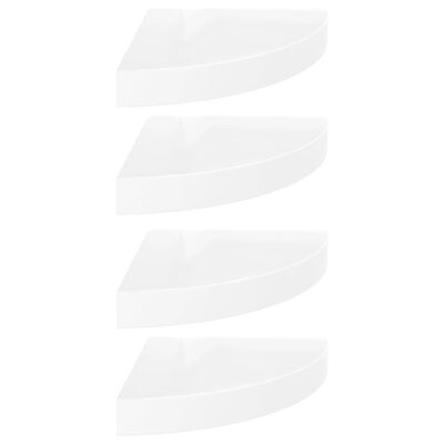 vidaXL Étagères d'angle flottantes 4pcs blanc brillant 25x25x3,8cm MDF