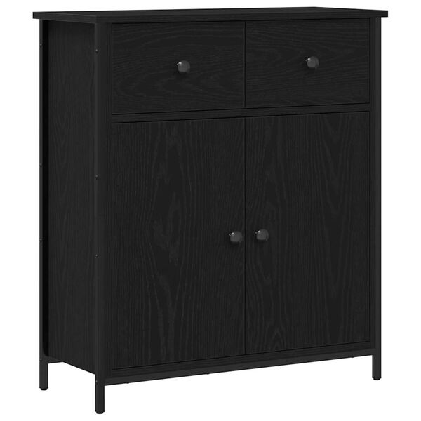 vidaXL Buffet avec tiroir Ch&ecirc;ne noir 70 x 30 x 80 cm Bois d'ing&eacute;nierie