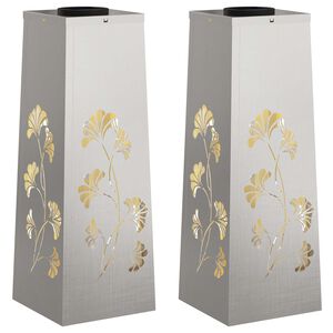 vidaXL Lumi&egrave;re de chemin LED solaire 2 pc Blanc chaud 18 x 18 x 50 cm