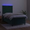 vidaXL Sommier &agrave; lattes de lit avec matelas et LED Vert fonc&eacute; 80x200cm